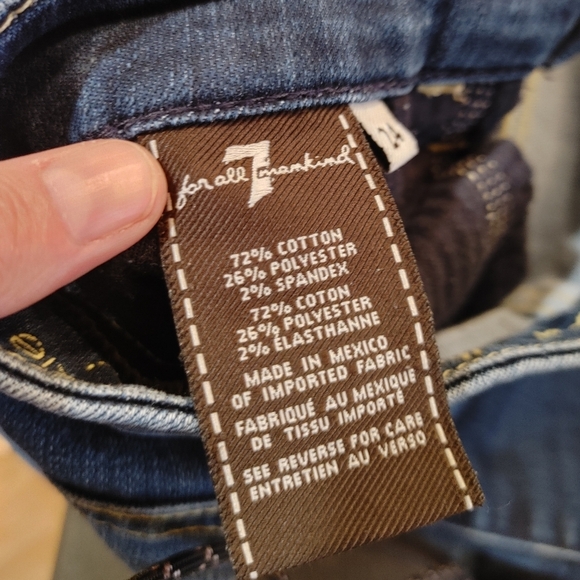 Seven 7 for all Mankind The High Waist Ankle Skinny Size 24 Dark Whiskering - Picture 10 of 11